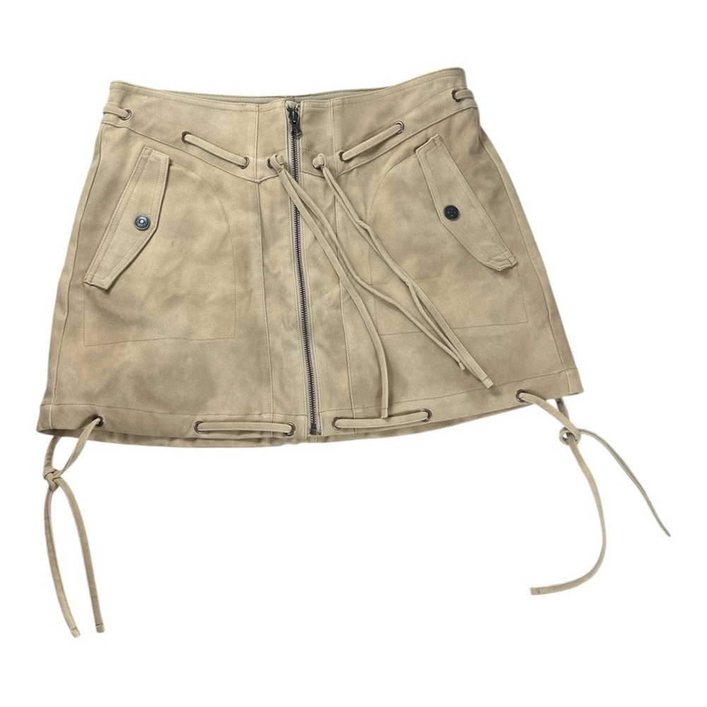 Free People Sierra Mini Skirt Women 10 Beige Suede Country Western Boho Festival - Picture 3 of 6